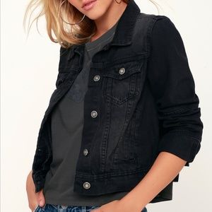 Free People Rumors Washed Black Denim Jacket